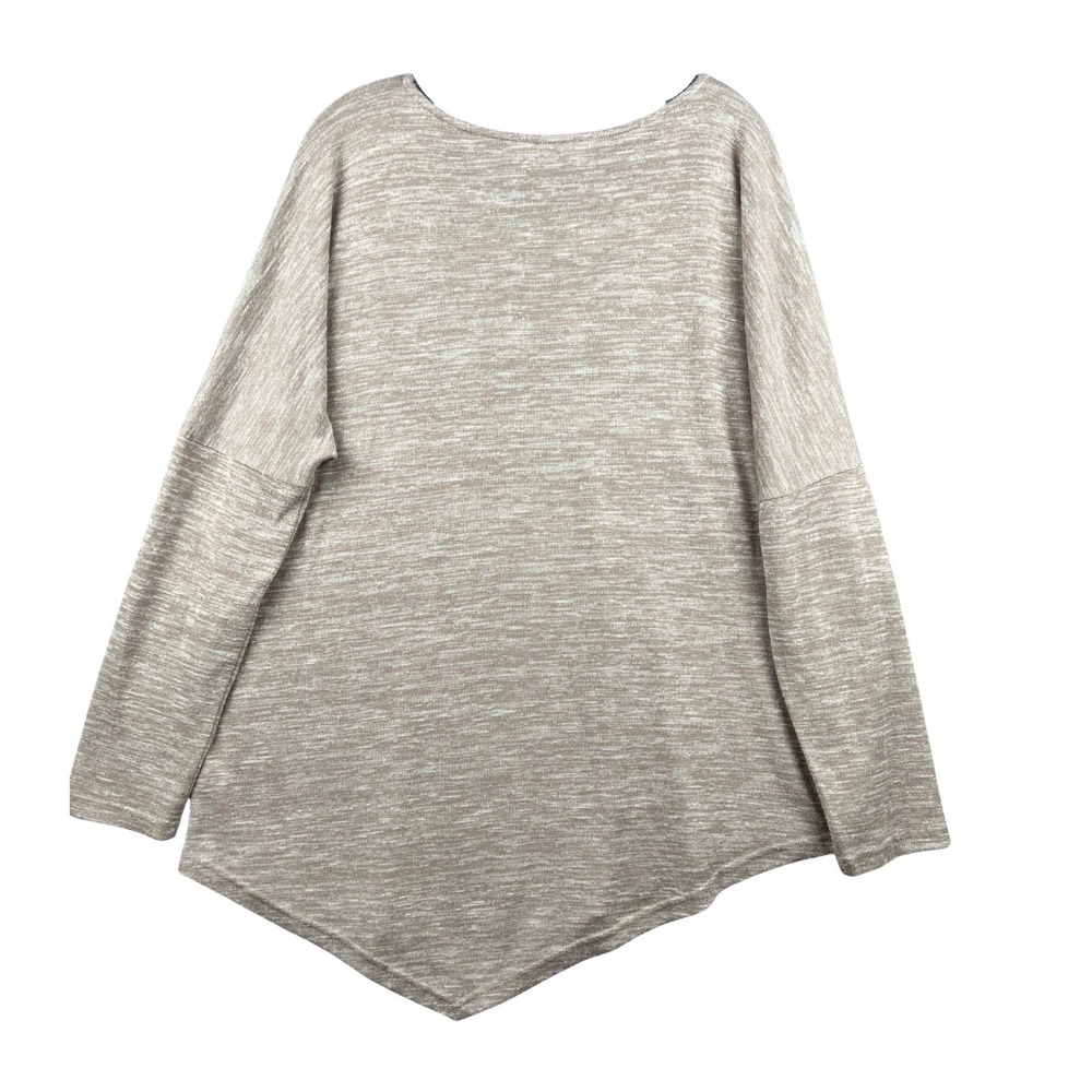 Umgee Knit Asymmetrical Hem Womens Top XL Beige Long Sleeve Pullover